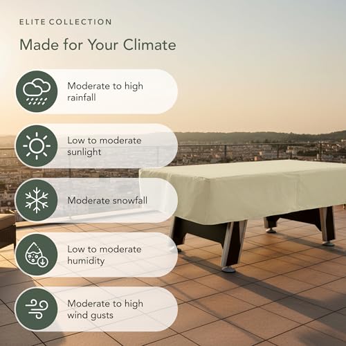 Covermates Elite Air Hockey Table Cover – Water-Resistant, All-Weather Game Table Protector with Touch Fastener Closures, Durable Polyester Indoor Outdoor Cover, 84W x 44D x 15H, Khaki