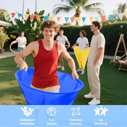 Granny Pants Yard Game, Outdoor Games for Adults, with 10 Inflatable Balls & 2 Air Pumps (Random Colors),The Ultimate Family Reunion Backyard Party Games (Pants: Blue & Yellow)