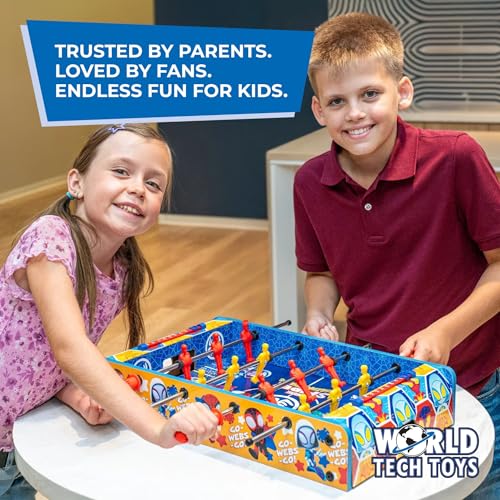 Marvel Spidey & Friends Foosball Table for Kids – Tabletop Soccer Game with Rod Handles, Ball & Players – Wooden Mini Game Table – Kids 4+
