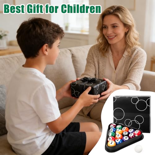 CEYAZYE 16Pcs 25mm/0.98in Mini Billiard Balls Set with Triangle Ball Rack | Small Tabletop Pool Table Balls, Resin Children Pool Ball for Kid's Table, Indoor Game Toy, Travel & Family Fun