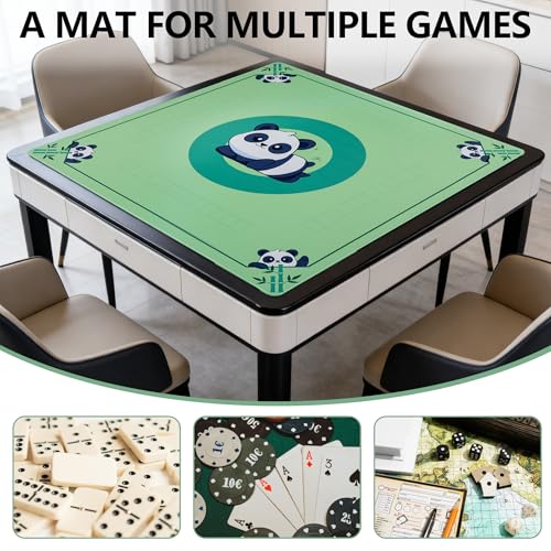 Mahjong Mat for Table,CUFURNIX 31.5''x31.5'' Non-Slip & Noise Reduction Mahjong Mat with Rules,Mah Jongg Gift with Carrying Bag for Poker,Board Games,Dominoes,Cards & Tile Games (Green) - color: Green