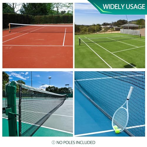 Professional Tennis Net 42FT Heavy Duty Nylon Net High Strength Non-Deforming Standard Replacement Tennis Net with 2 Fiberglass Dowels, Compatible with All Standard Outdoor Indoor Tennis Posts - style: Double-Layers Tennis Net