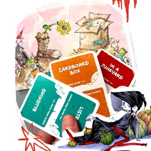 CHAOTIC DRAW ALONG 110 Drawing Prompt Cards, Creative Sketch Game with 105 Unique Prompts and 5 Blank Cards for Artists, Families, Classrooms and Party Games