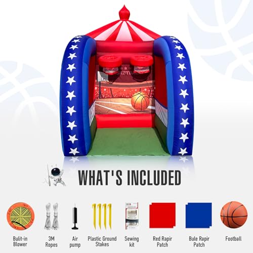 Inflatable Carnival Games — 6.5×6.5×9FT, Built-in Blower, Quick-Inflate — Basketball Hoop (Quick-Inflate Indoor & Outdoor Basketball Game for Backyard Parties, Team Challenges & Event Fun) - style: Basketball Hoop
