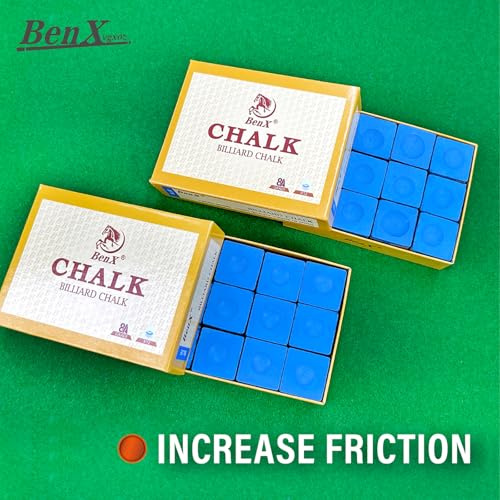 Pool Cue Chalk 24 Pack (2x12 Boxes) - Blue Billiard Chalk Cubes, High Grip Formula, Professional Tournament Grade, Mess-Free Application for Enhanced Spin & Control - style: 8A