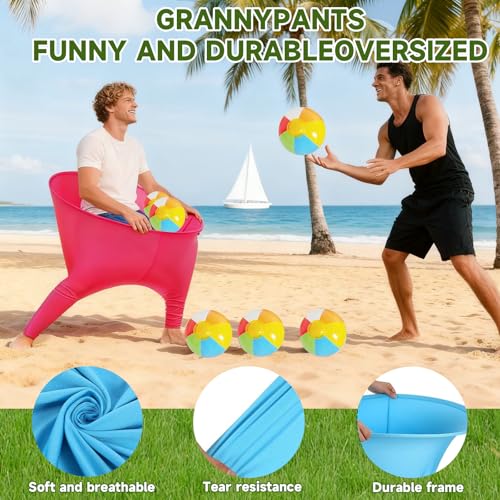 Granny Pants Yard Game, Granny Pants Outdoor Party Game Granny Pants Outdoor Game with Bouncy Balls and Pump Fun Family Reunion & Adult Yard Games for Groups - color: 4 Green+red+Blue+Yellow