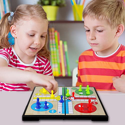 KIDAMI Ludo Magnetic Board Game Set, Children’s Family Ludo Learning Game for Kids and Adults(11.2X11.2 in )