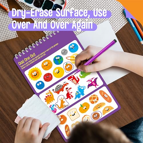 SpriteGru Logic Puzzles Game Pad, 30 Reusable & Erasable Logical Thinking Games, Dry Erase Brain-Boosting Puzzle Activities Book for Kids, Educational Toy for Road Trip, Airplane & Car Travel - style: Logic Puzzles
