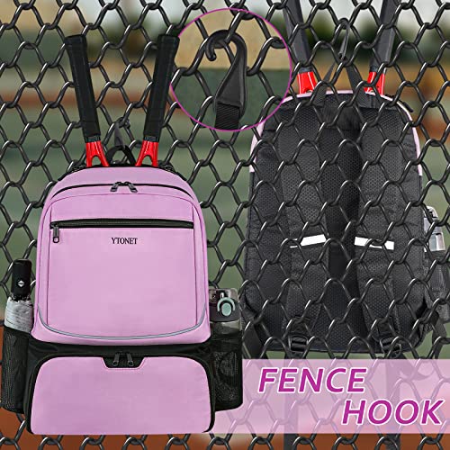 Ytonet Tennis Bag Tennis Backpack for Women Men 2 Rackets with Insulated Pocket Ventilated Shoe Compartment - color: Purple