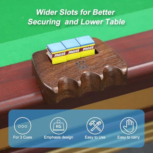CROWN ME Weighted wooden 3-Cue pool cue stick holder, billiard cue stick holder, chalk holder - style: 3 Holes