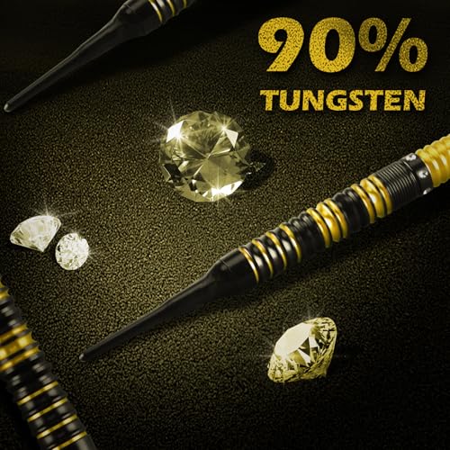 WIN.MAX Darts Soft Tip Set - 90% Tungsten Soft Tip Darts Set Professional 18 Grams Soft Darts Pro Dart Set with Extra 3 Flights - color: Gold and black