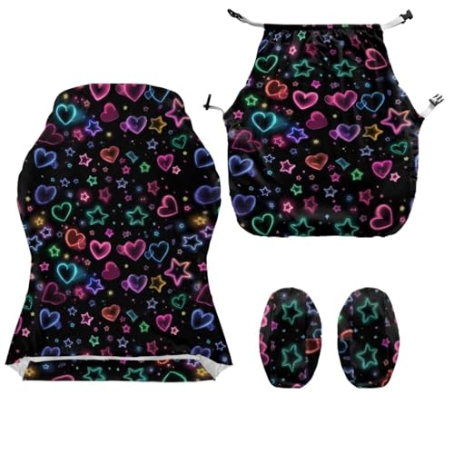 Neon Heart Love Print Set of 4 Gaming Chair Covers Slipcovers with Armrest Covers Computer Chair Cover Soft Stretch Gamer Chair Cover Cat Scratch Proof - color: Neon Heart Love