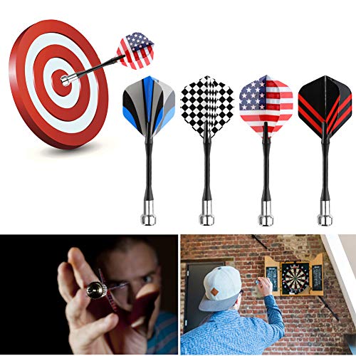 Accmor Magnetic Darts, 12pcs Replacement Magnet Darts Plastic Darts for Dartboard - color: Black Blue Red-Geometry
