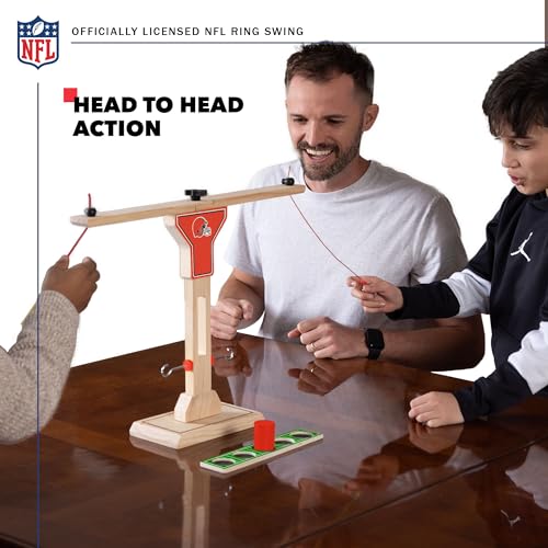 Wild Sports NFL Wooden Ring Swing Battle - Head-to-Head Ring Toss Hook & Ring Game for NFL Fans