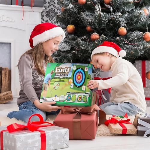 Battle Golf Chipping Game Set for Kids Adults, Chip and Stick Golf Game with 2 Adjustable Clubs, 5×5FT Double-Sided Chipping Practice Mat, 20 Sticky Balls Sport Toy Gift for Indoor Outdoor Family Fun