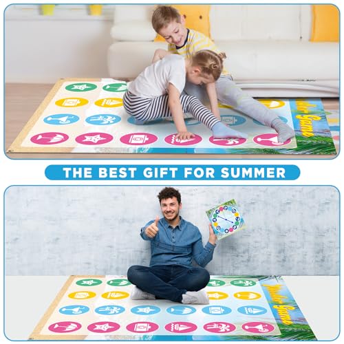 Giant Floor Games - Summer Beach Pose Balance Game, Hawaiian Tropical Party Game, Indoor Outdoor Interactive Game For Adults - Promotes Physical Activity, Family Board Game Mat for Home Lawn Yard