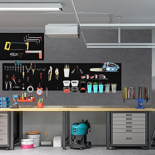 Peg Board, 3 Pack 16-Inch X 36-Inch Heavy Duty Steel Pegboard,Heavy Duty Black Pegboard for Walls, Garage, Workbench, Craft Room Tool Organization, Metal Pegboard Panels(Black) - color: Black