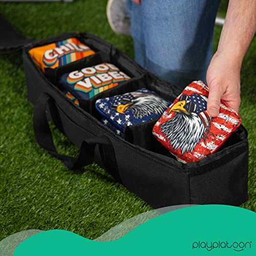 Play Platoon Cornhole Bag Carrying Bag, with 4 Separation Pouches, Black - style: Duffel