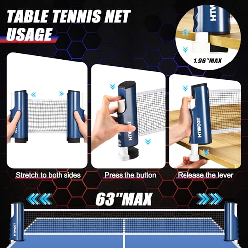 Table Tennis Rackets Set, Ping Pong Paddles Set of 2, Including Ping Pong Paddles, Balls, a Ping Pong Net and a Portable Case