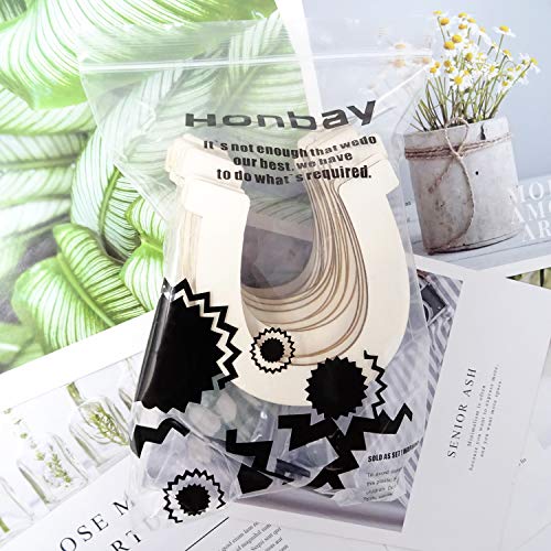 Honbay 24PCS Horseshoe Shaped Blank Unfinished Wood Discs Slices for DIY Crafts
