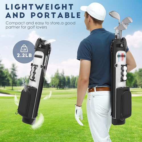 Findway Golf Stand Bag, Upgraded Par 3 Golf Bag Pitch n Putt Small Golf Bag with Ball Holder and Cooler Bag, Lightweight Golf Carry Bag for Men Women - color: Black