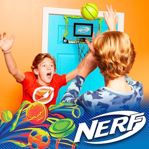 Nerf Pro Hoop Basketball Set - Pro Hoop Mini Hoop Set with Mini Basketball - Steel Rim Great for Dunking - Over The Door Basketball Hoops