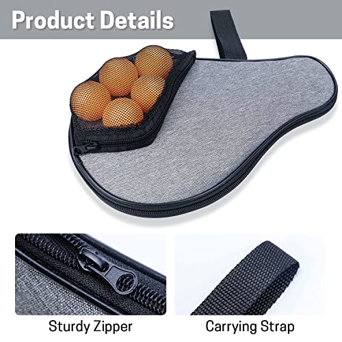 VISEMAN Table Tennis Racket Cover, Ping Pong Paddle Case, Portable Waterproof Table Tennis Bat Bag to Hold 2 Paddles 5 Balls - color: Gray