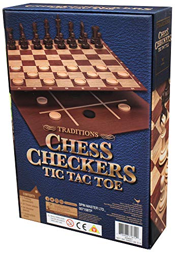 Spin Master Traditions Chess, Checkers, and Tic Tac Toe Set