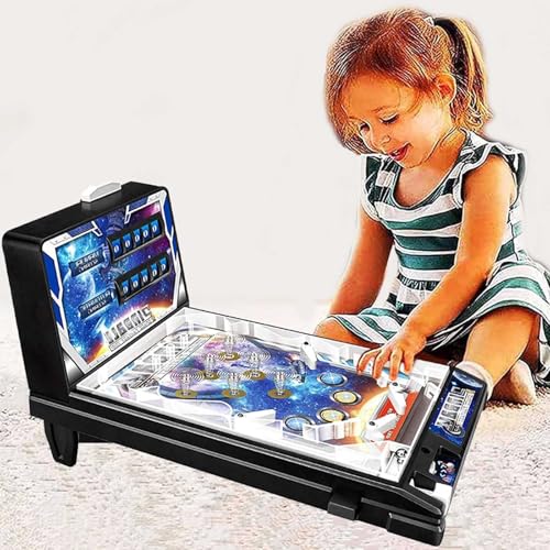 PHATM Electronic Pinball Game Machine Desktop Marble Arcade Retro Mini Tabletop Game Arcade Machine with Lights Sounds for Small Rooms or Apartments