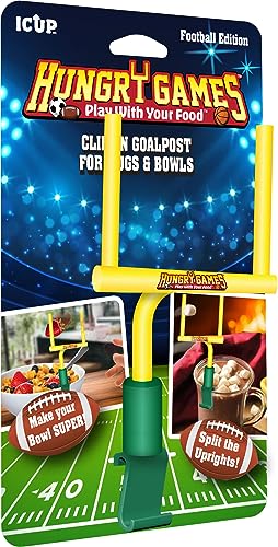 ICUP Hungry Games Football Goal Post, Clip-On Bowl and Mug Food Toss Target, Funny Gag Gift for Kids, Teens and Adults