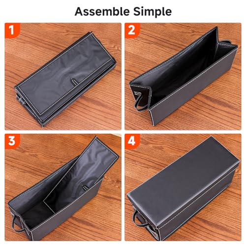 CD Storage Case with Lid & Handle – Faux Leather CD Holder Box – Stackable CD Storage Organizer with Label Slot – 4Pack (Black) - size: CD-4Pack