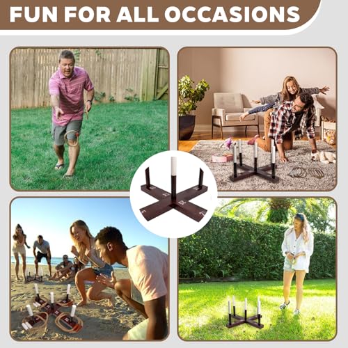 Outdoor Yard Games, Ring Toss Games for Adults and Family, Wood Ring Toss Game for Backyard, Camping,Party