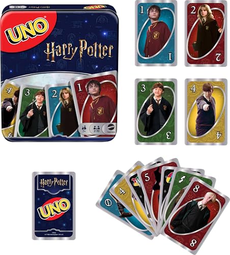 Mattel Games UNO Harry Potter Card Game in Storage Tin for Kids, Adults & Parties, Collectible Deck Based on Popular Series for 2 to 10 Players - style: UNO Harry Potter Tin