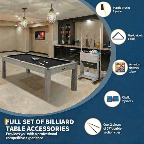 7 FT Pool Table, Complete Set - color: Black