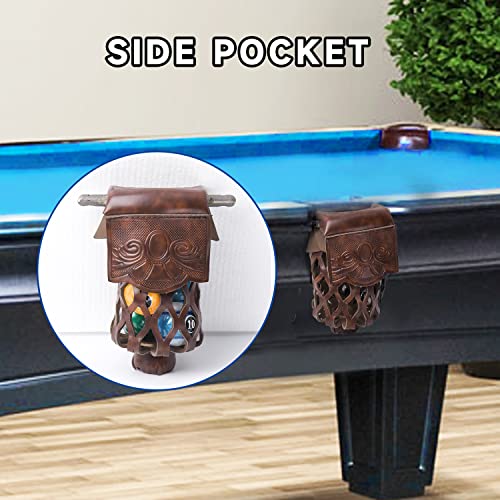 GSE Games & Sports Expert Set of 6 Heavy Duty PU Leather Billiard Pool Table Pockets, Billiard Pool Table Accessories (Several Colors & Styles Available) - color: Walnut - Shield