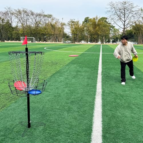 Disc Golf Basket - Portable Disc Golf Target with Heavy Duty 24-Chains Come with 6pcs Disc Golf Discs and Carry Bag, Ground Stake -Suitable for Players of All Levels - Multi Color Available - style: Basic-Black- 6 Pcs