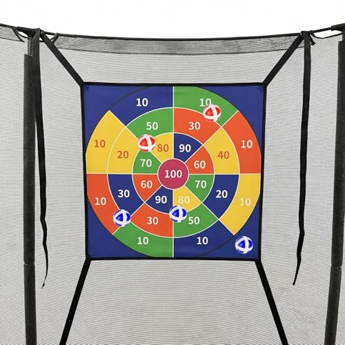 Trampoline Dart Board Game, Sticky Ball Target Toy Set, Trampoline Toss Game Dartboard with 10 Sticky Ball, for Kids Adults Indoor Outdoor Party