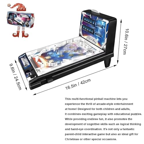 Retro Tabletop Pinball Machine - Classic Electronic Pinball Game with LED Lights, Sounds Scorer, Arcade Shooting Puzzle Toy for Kids and Adults, Gift for Birthday Christmas Party