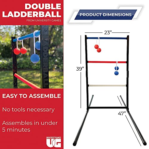 University Games, Double Ladder Ball Indoor Outdoor Ladderball Game Set, 6 Soft Rubber Bolas Balls, Zippered Travel Case, Premium Quality and Durability for 2 or More Players Ages 8 and Up