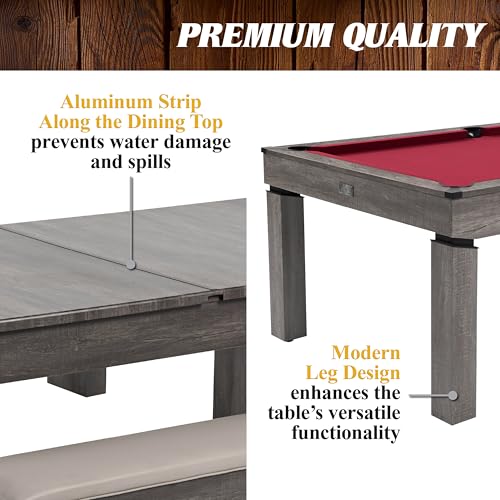 Barrington Billiards Prescott 7' Pool Table, 3-in-1 Dining Top & Table Tennis with Game Accessories & Rolling Storage Caddy - style: Barrington Prescott 7' 3 in 1 Billiard