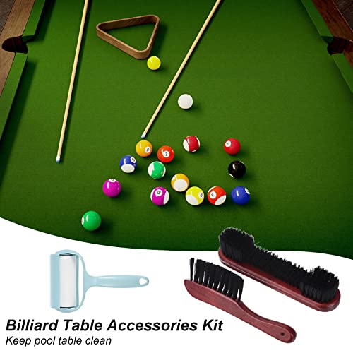 PATIKIL Pool Table Cleaning Brush Set, Billiards Table Brush Rail Brush Cue Cleaning Cloth Sticky Lint Roller & Spare Core Pool Table Clean Kit - color: Wine Red