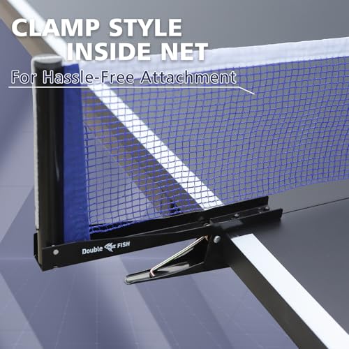 GOWE Double Fish 9 Ft MidSize Table Tennis Table Foldable and Portable Ping Pong Table Set for Indoor Games with Net 2 Table Tennis Paddles and 3 Balls