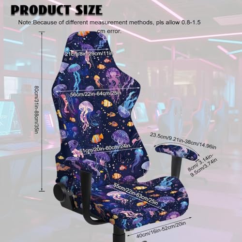 Jellyfish Print Gaming Chair Covers Slipcovers Computer & Gaming Chair Slipcover with 2 Armrest Covers Dust-Proof Machine Washable Home Decorations - color: Purple - Jellyfish
