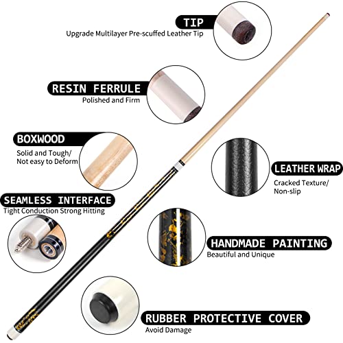 LOTKEY Pool Cue Stick,58"/52"/48"/42" Pool Cue Set of 4/2/1 Billiard Cues Sticks for Professional,Pool Sticks for Adults 14 15 19 20 21oz House Bar with 2 Billiard Chalk - color: 58in 19oz pool cues set of 1