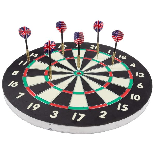 Dart Board – Tournament Sized Indoor Hanging Number Target Game for Steel Tip Darts – Dartboard with Mounting Hardware by Hey Play - size: 18"