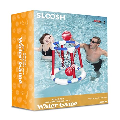 Sloosh Pool Basketball Hoop Toys, Floating Basketball Pool Game, Swimming Floats Toys with Balls Pump, Summer Outdoor Water Play Toy for Kids and Adults (Red Blue) - color: Red Blue