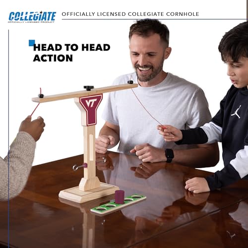 Wild Sports NCAA Virginia Tech Hokies Wooden Ring Swing Battle - Head-to-Head Ring Toss Hook & Ring Game for College Football Fans