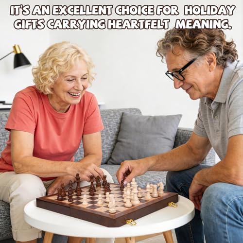 17 Inch Large Magnetic Wooden Chess Set with 3.5" King – Folding Tournament Chess Board Game with Handcrafted Wooden Pieces, Includes 2 Extra Queens, Portable Strategy Chess Set for Adults & Kids