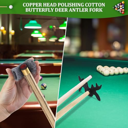 9-Piece Billiard Table Cleaner Kit for Felt | Billiard Felt Cleaner Set with 2 Wooden Brush, Cue Cleaning Cloth, Ferrule Polish Cloth & Sticky Lint Roller and Storage Bag