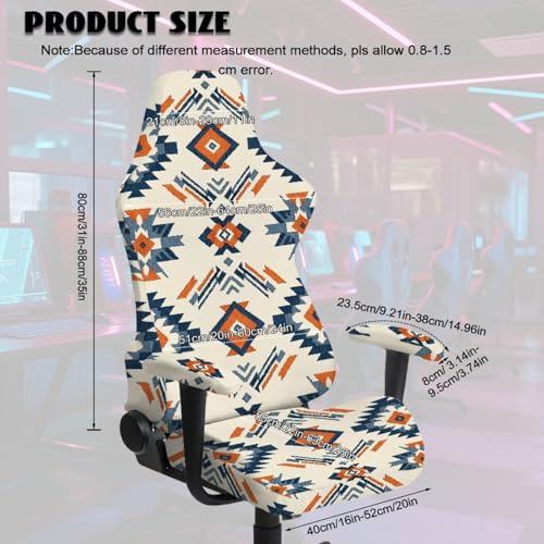 Aztec Southwest Print Computer & Gaming Chair Slipcover Breathable Stretchable Game Chair Cover with Armrest Covers Easy to Install for Swivel Rotating Chairs - color: Brown - Aztec Southwest